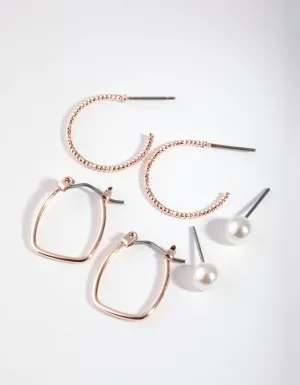 Rose Gold Hoop & Stud Pack  Earring