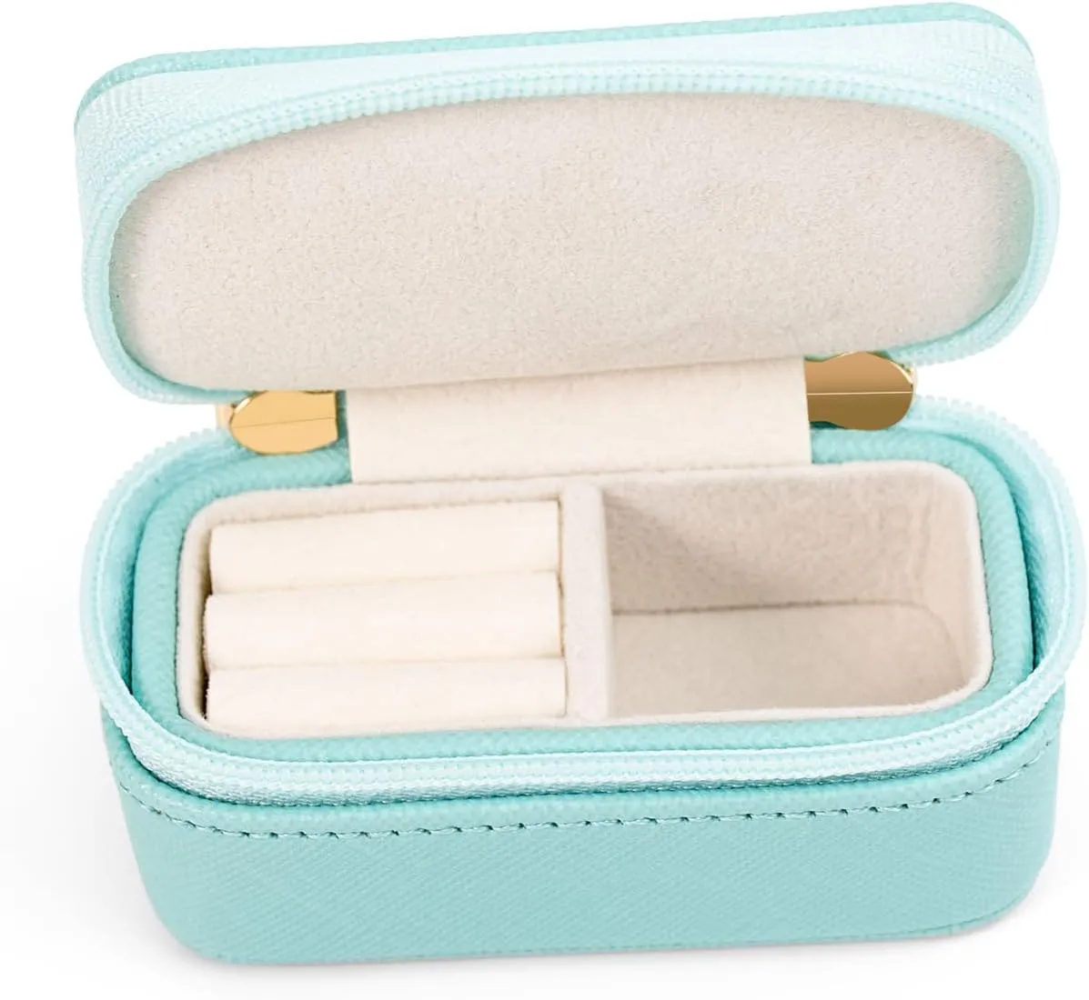 SANQIANWAN Luxury Mini Travel Ring Box for Women,Portable Leather jewelry Case Organizer for Rings Earrings Necklaces,Gift for Wife Girls Friends Family (Green)