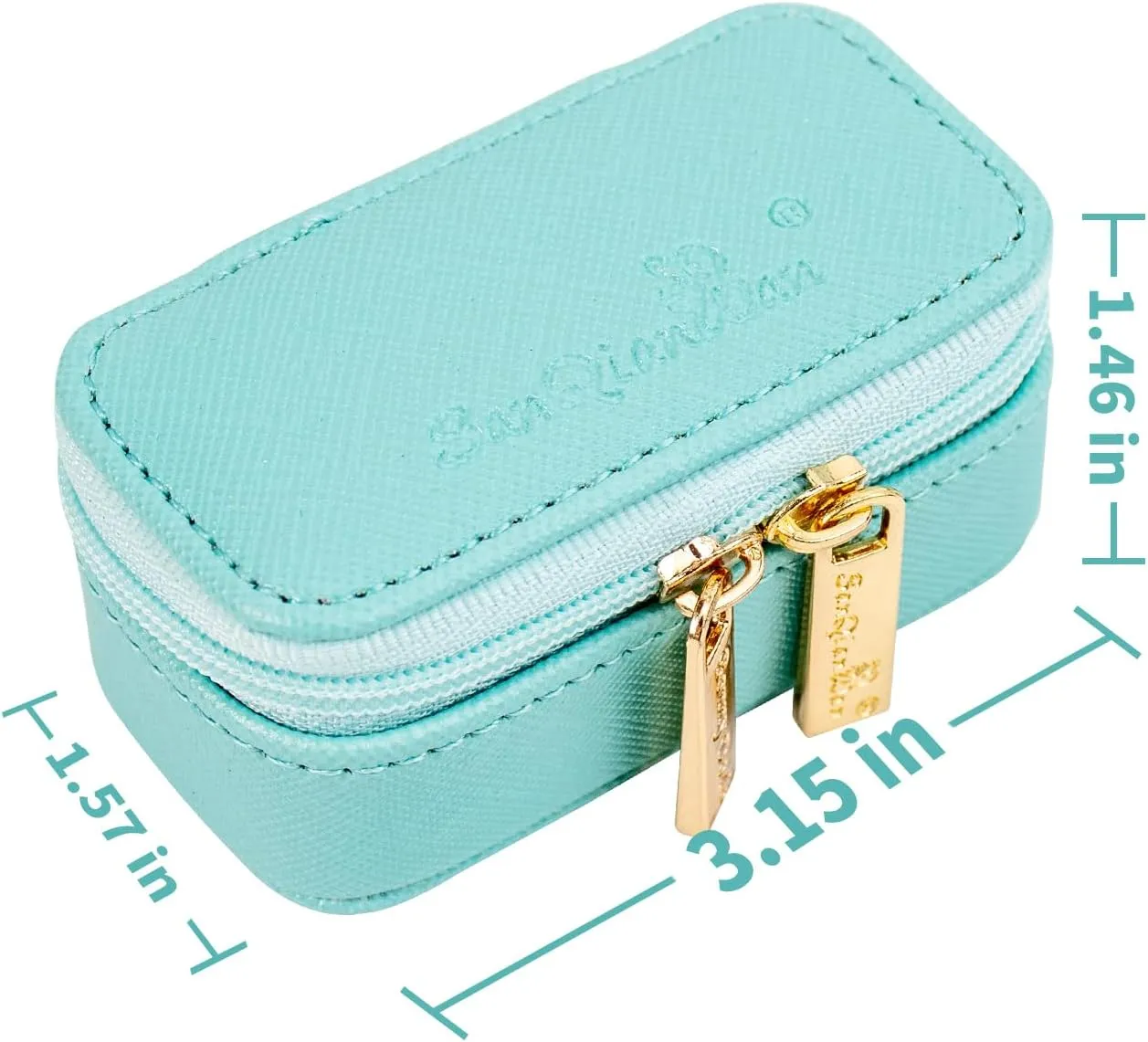 SANQIANWAN Luxury Mini Travel Ring Box for Women,Portable Leather jewelry Case Organizer for Rings Earrings Necklaces,Gift for Wife Girls Friends Family (Green)