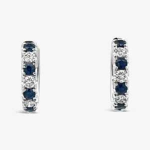 Sapphire & Diamond U Hoop Earrings
