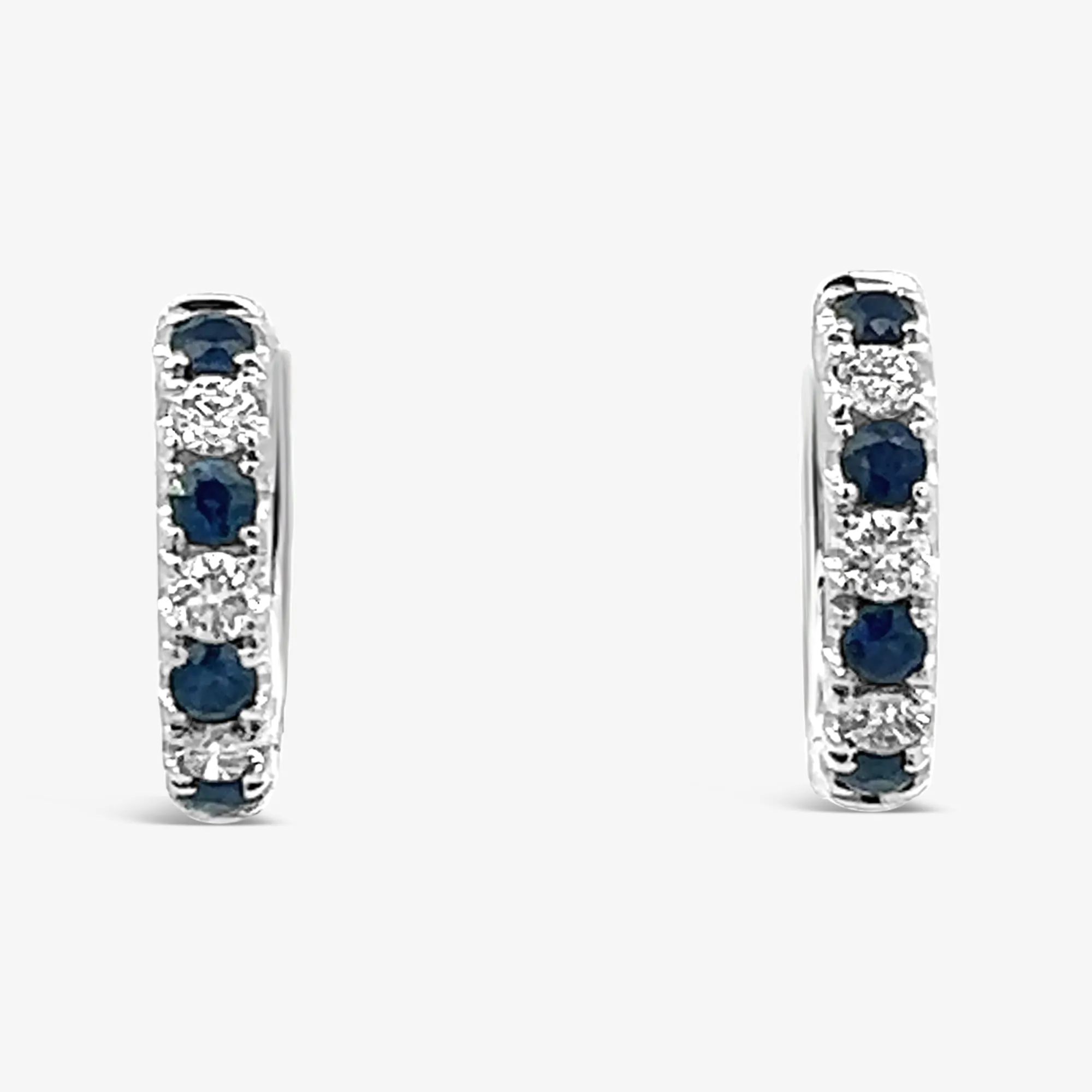 Sapphire & Diamond U Hoop Earrings