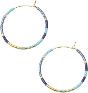 Scout Curated Wears - Chromacolor Miyuki Small Hoop - Cobalt Multi/Gold
