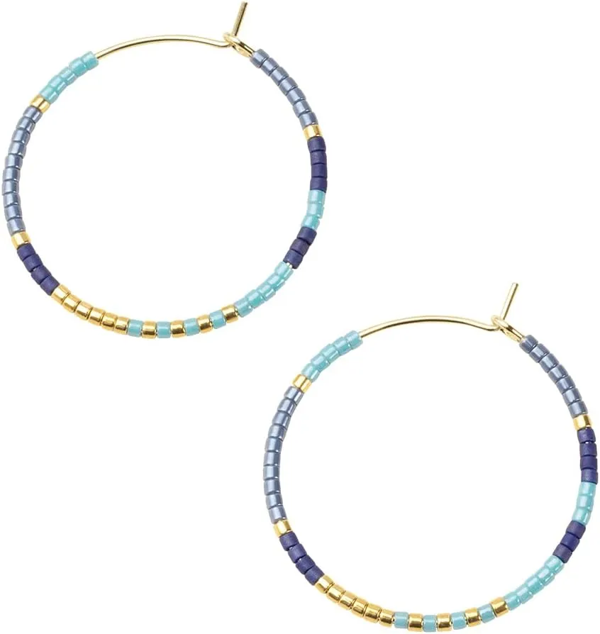 Scout Curated Wears - Chromacolor Miyuki Small Hoop - Cobalt Multi/Gold