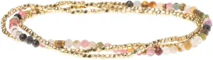 Scout Curated Wears - Women's Delicate Stone Wrap Bracelet & Necklace - Tourmaline/Gold - Stone of Healing