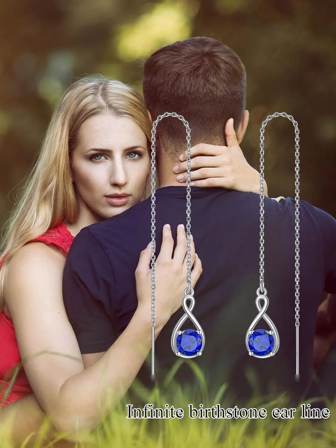 Seiyang Birthstone Threader Earrings 925 Sterling Silver Infinity Long Chain Drop Earrings Pull Through Earrings 12 Birthstone Birthday Jewelry Gifts for Women