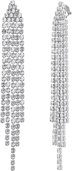 SELOVO Chandelier Tassel Dangle Linear Drop Earrings Party Jewelry Clear Austrian Crystal (3inch -Clip On-Clear)
