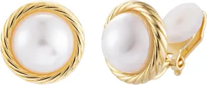 SELOVO Clip on Earrings Simulated Pearl 13MM Not Pierced Vintage Style Simulated Pearl Earrings Stud Silver/Gold Color