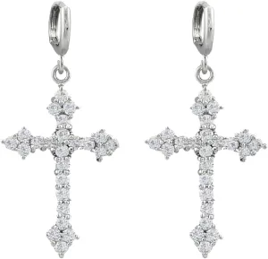 SELOVO Fashion Earrings Silver Tone Cross Cubic Zirconia Drop Earrings
