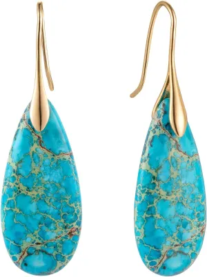 SELOVO Stone Fishhoop Dangle Drop Earrings Statement Earrings Silver Tone