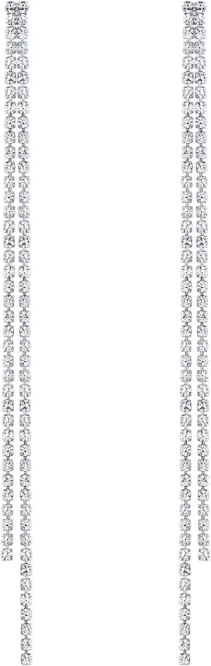SELOVO Tassel Long 5in Earrings Clear Crystal Bridal Summber Beach Dangle Earrings Silver Tone