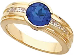 Semi-Polished Platinum 6mm Round Shape Accented Bezel-Set Fashion Ring Fine Jewelry For Women Gifts For Her (Mounting Only, Not All Stones Included), Size 7