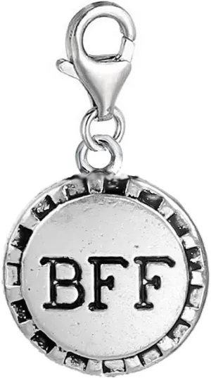 Sexy Sparkles BFF Best Friends Forever Clip-On Charm  Dangling Pendant with Lobster Clasp for Bracelets and Necklaces