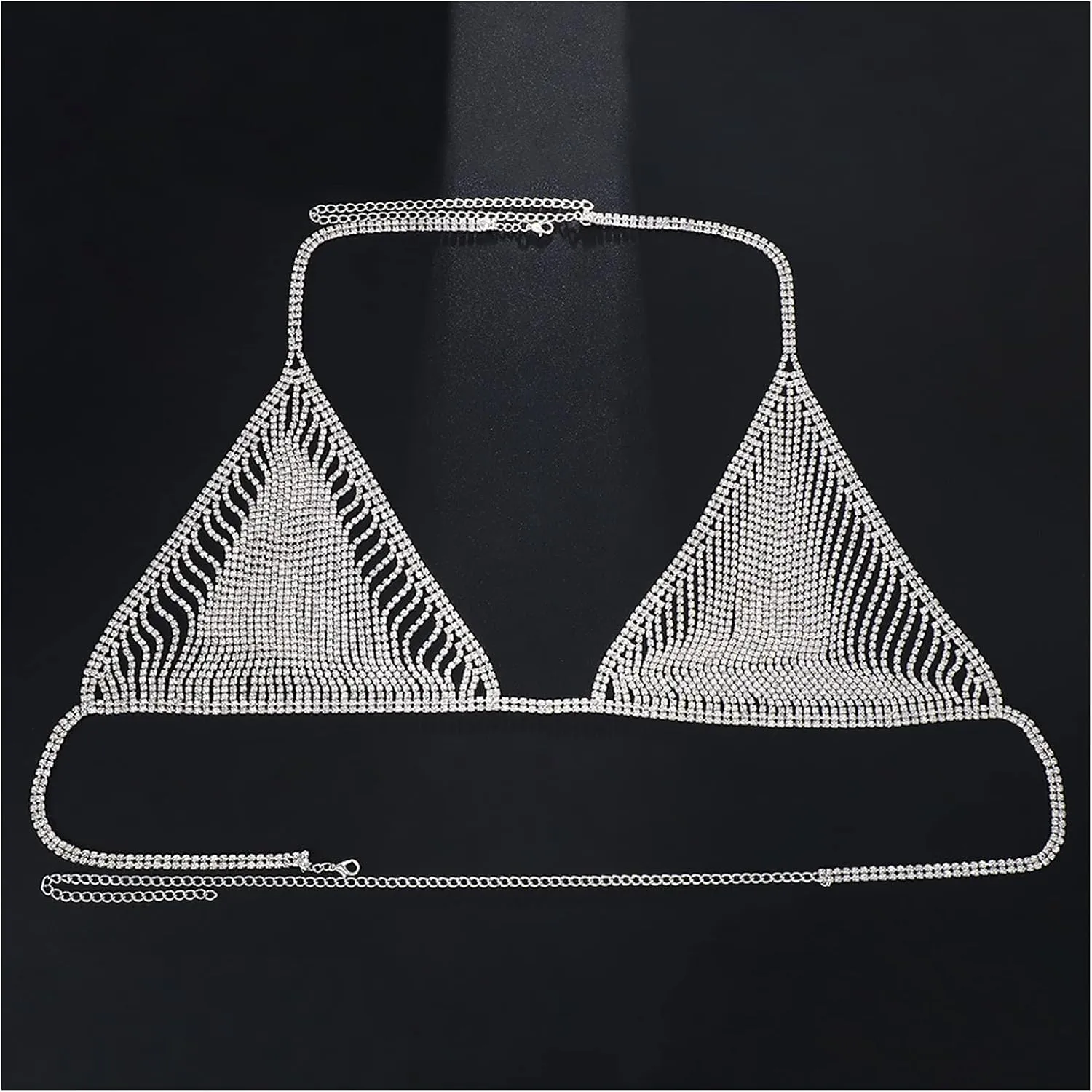 Sexy Tassel Rhinestone Bra Body Chain Crystal Underwear Chain Mesh Rhinestone Bralette Lingerie Bikini Crystal Body Chain Jewelry for Women Nighclub