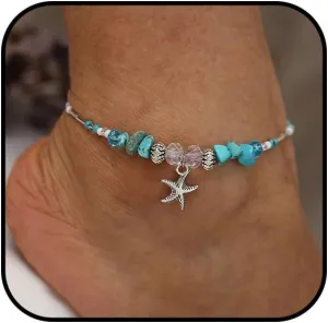 Shell Anklet for Women Waterproof Beaded Ankle Bracelets Adjustable Conch Anklet Puka Shell Anklet Summer Beach Foot Chain Boho Jewerly for Beach Party