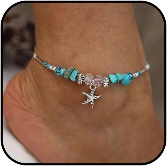 Shell Anklet for Women Waterproof Beaded Ankle Bracelets Adjustable Conch Anklet Puka Shell Anklet Summer Beach Foot Chain Boho Jewerly for Beach Party
