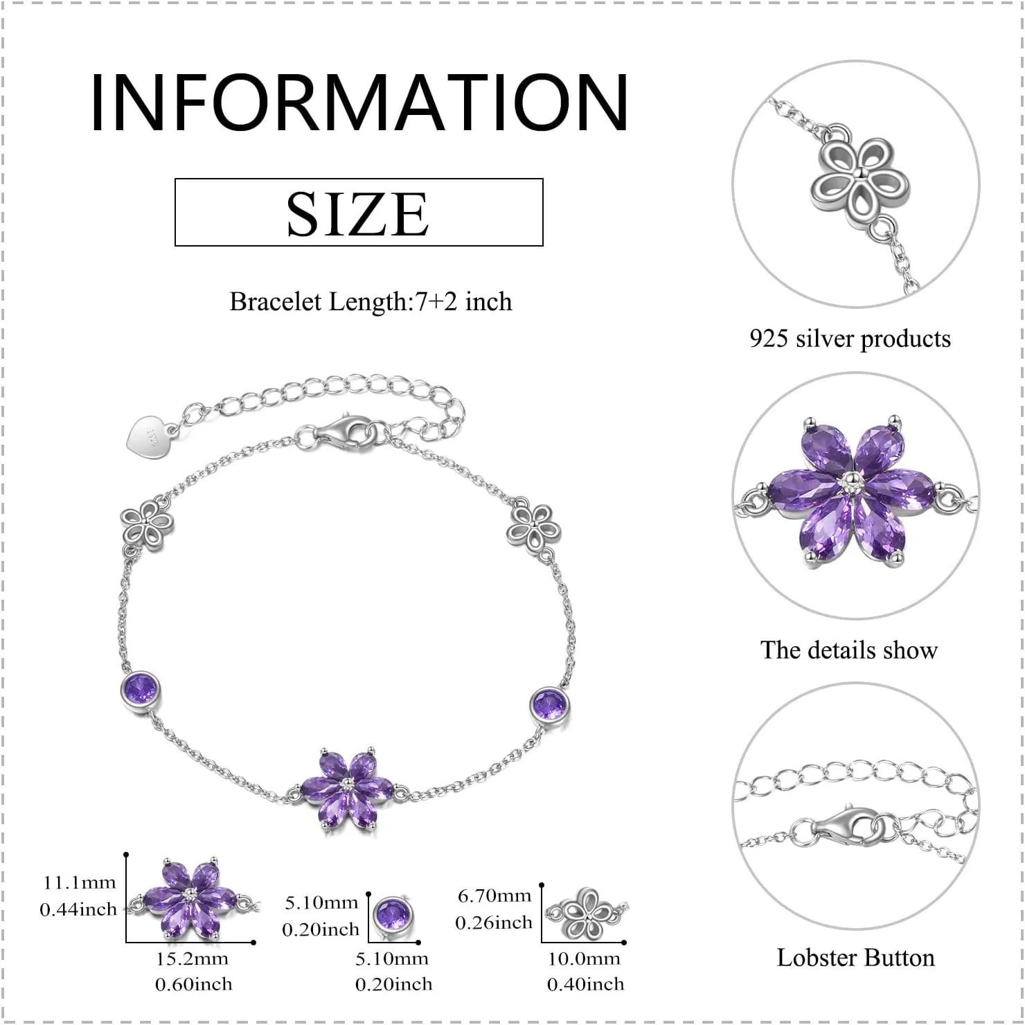 Shell/Dolphin/Turtle/Sunflower/Violet/Cat Paw/Cat And Dog/Flower/Heart/Claddagh/Ladybug/Cross/Celtic Knot Bracelet 925 Sterling Silver Bracelet Opal Moonstone Jewelry Gifts for Women