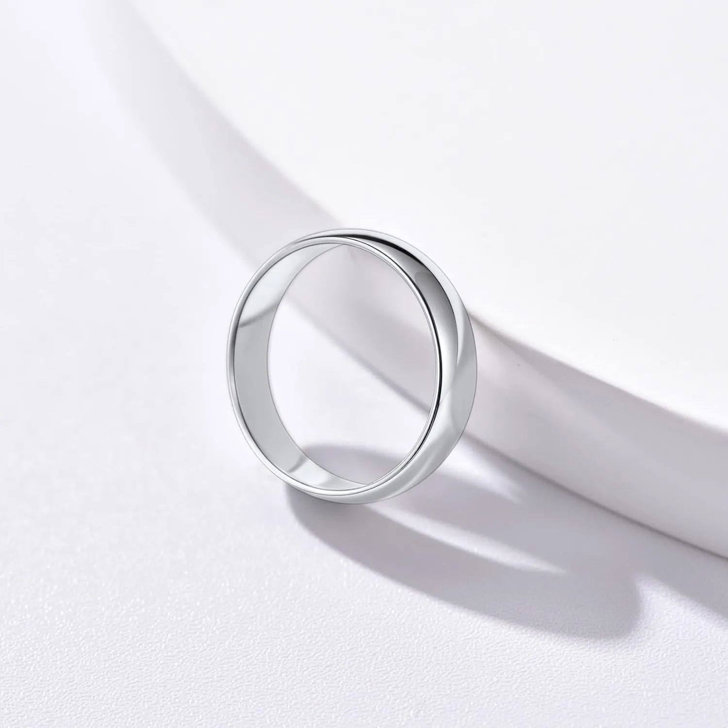 Silvora 925 Sterling Silver Band Rings for Women Men, High Polish Plain Dome Tarnish Resistant Wedding Rings Size 4-12