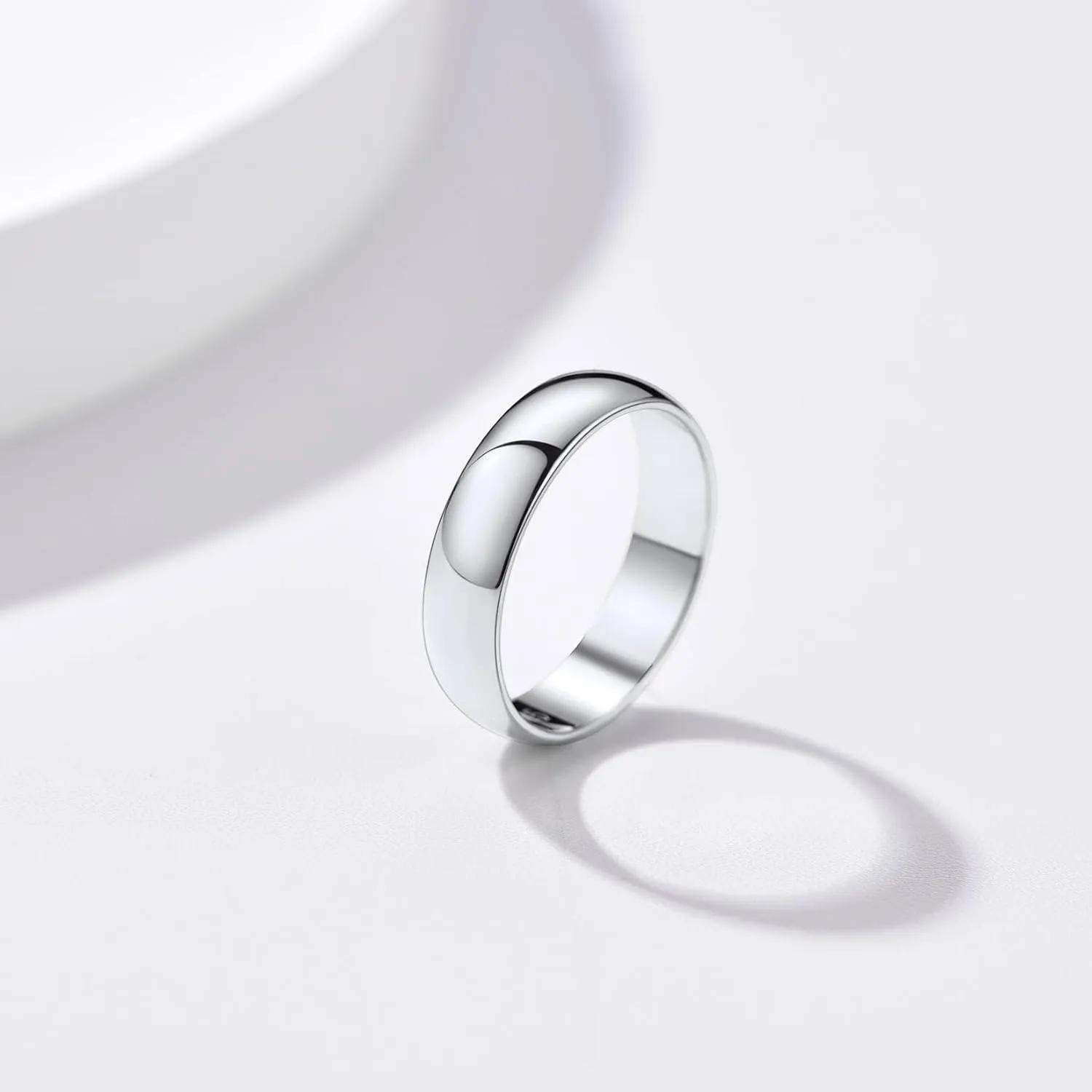 Silvora 925 Sterling Silver Band Rings for Women Men, High Polish Plain Dome Tarnish Resistant Wedding Rings Size 4-12