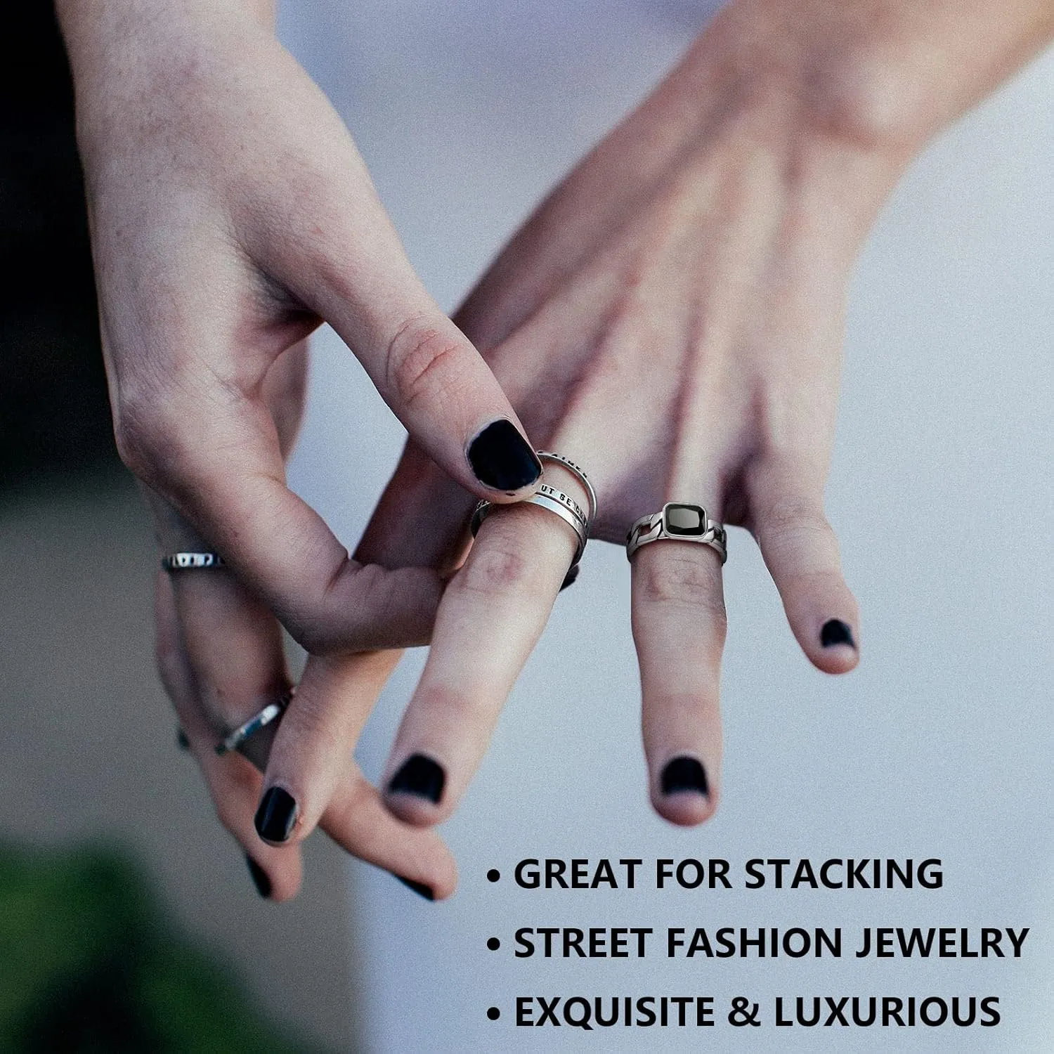 Silvora Cuban Link Chain Band Ring with CZ Sterling Silver Jewelry Wedding Engagement Gift with Delicate Packaging
