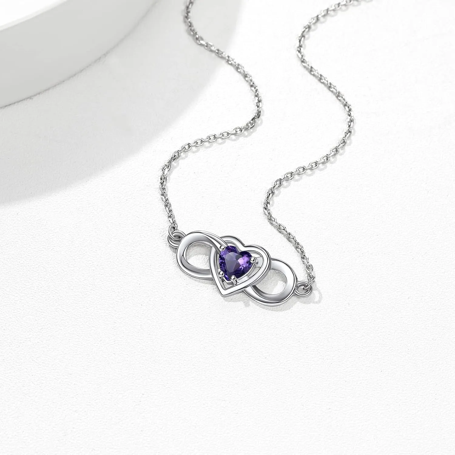 Silvora Heart Infinity Sterling Silver Birthstone Anklet for Women Teen Girls with Delicate Gift Packaging