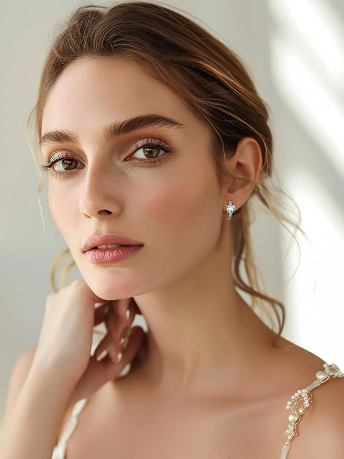 Silvora S925 Sterling Silver Birthstone Earrings, 10mm Inner Diameter with Heart/Round Shaped CZ Stone, Hoop Earrings for Women - Birthstone Jewelry