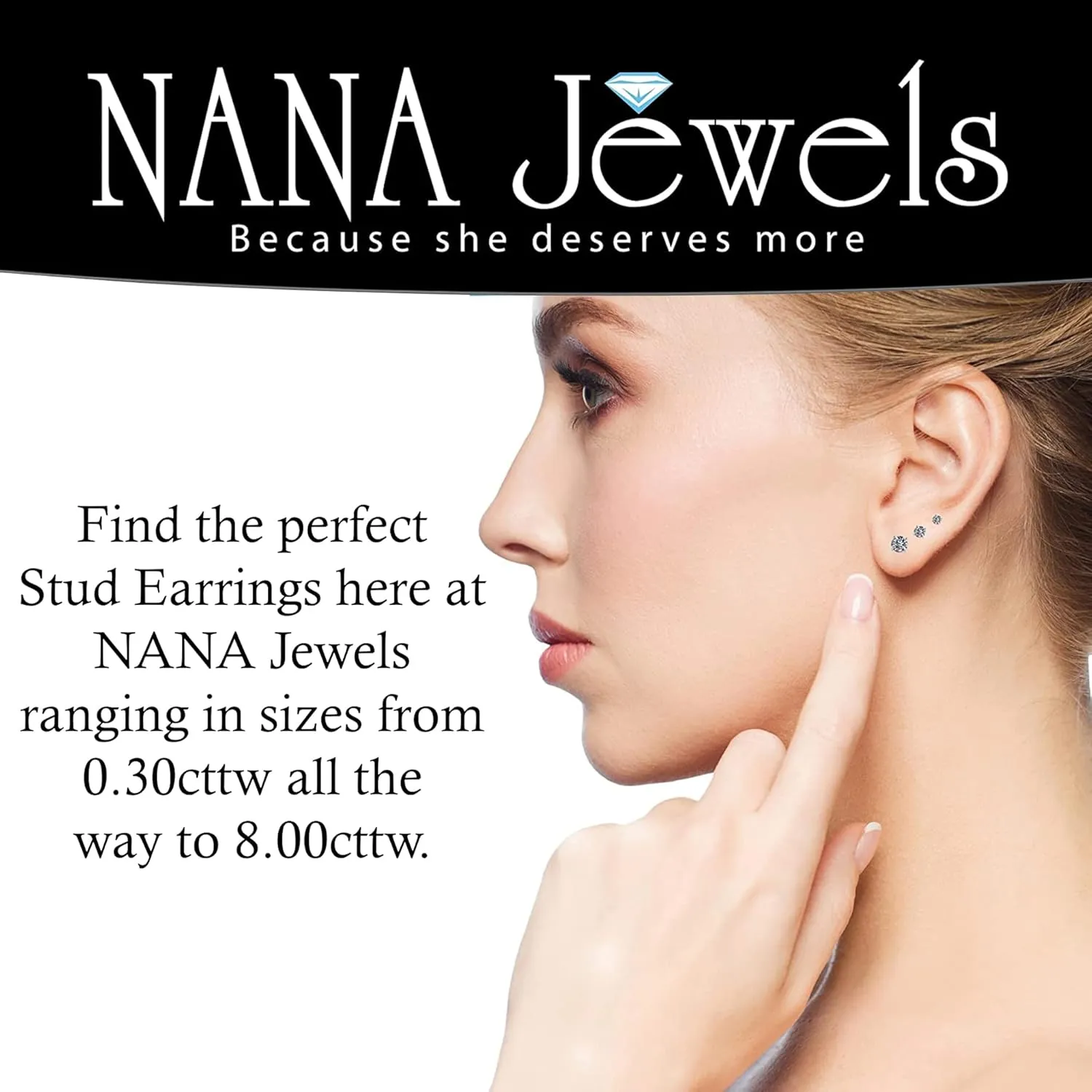 Simulated Diamond Stud Earrings Round Sterling Silver Hypoallergenic 0.30-8.00cttw