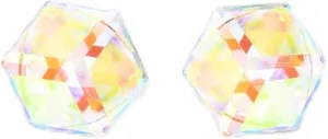 Small Aurora Borealis Crystal Stud Earrings - 4mm Cubic Cut, Genuine Crystals, Hypoallergenic, Tarnish-Free Stainless Steel
