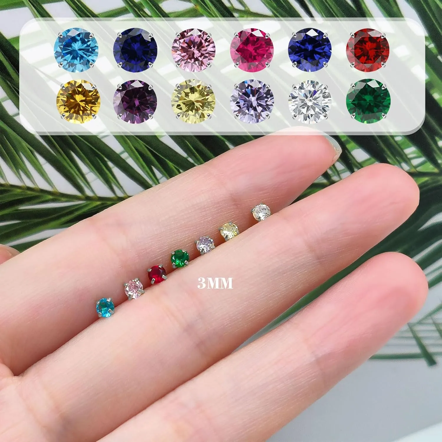 Small Birthstone Nose Stud, 20G Nostril Solid 3mm Round CZ Nose Piercing Jewelry for Women Men Hypoallergenic Gold Nose Ring Stud with Tiny CZ Diamond (5.May-Emerald)
