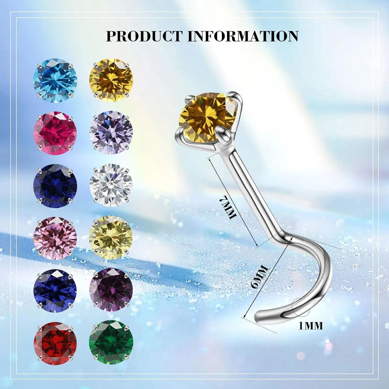 Small Birthstone Nose Stud, 20G Nostril Solid 3mm Round CZ Nose Piercing Jewelry for Women Men Hypoallergenic Gold Nose Ring Stud with Tiny CZ Diamond (5.May-Emerald)