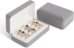 Small Ring Organizer Box. Ring Box for Multiple Rings, Travel Ring Jewelry Storage Case. Portable Ring Display Holder for Women (small grey)
