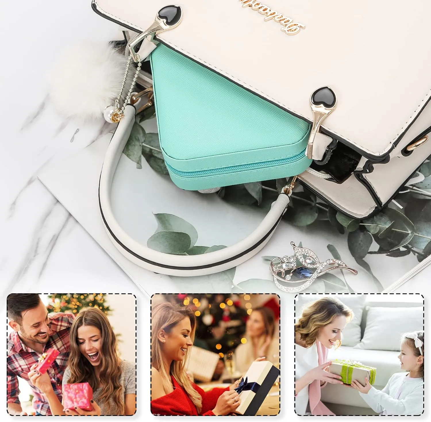 Small Travel Jewelry Box With Mirror, Portable Jewelry organizer Display Storage Box for Earrings Rings Necklaces, Jewelry ase for female Girls (blue) 1pc