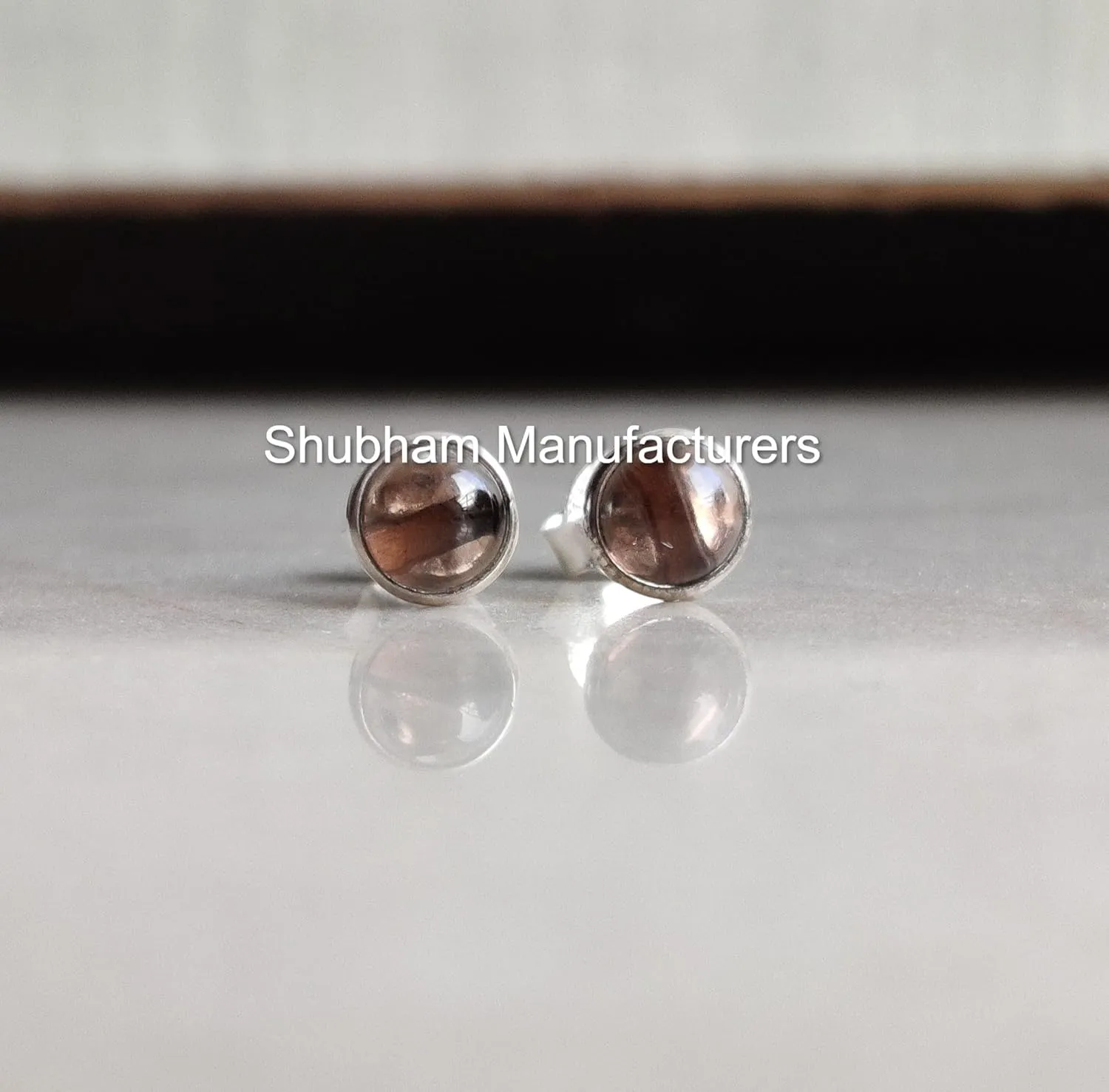 Smoky Quartz Studs Earrings Natural Gemstone 925 Sterling Silver 6 MM Round Minimalist Studs Earrings for Women & Girls November Birthstone Jewellery