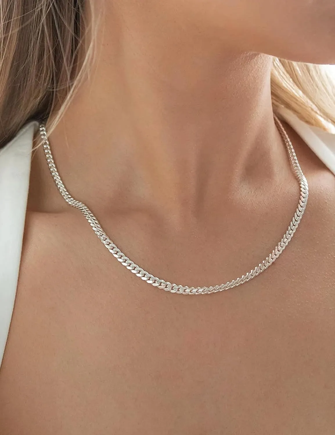 Solid 925 Sterling Silver 3.5/5/7/10mm Cuban Link Curb Chain Necklace for Men Women 925 Sterling Silver Chain 16-30 Inches Made in Italy