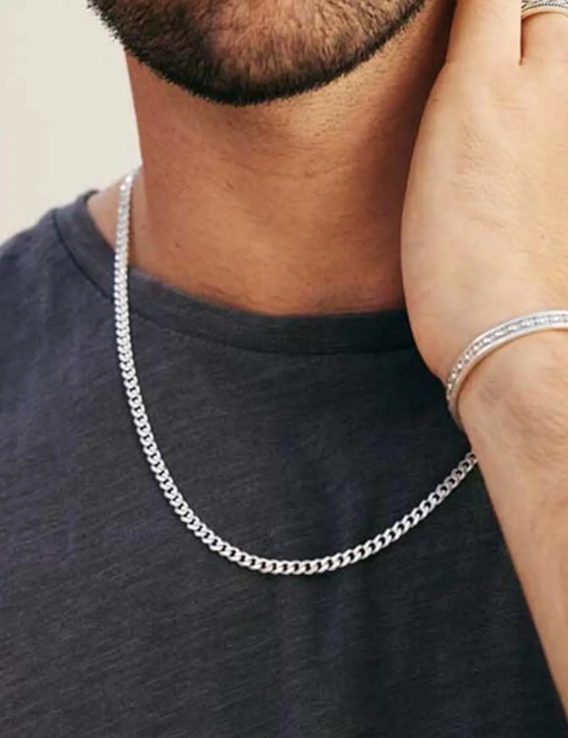 Solid 925 Sterling Silver 3.5/5/7/10mm Cuban Link Curb Chain Necklace for Men Women 925 Sterling Silver Chain 16-30 Inches Made in Italy