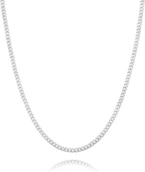 Solid 925 Sterling Silver 3.5/5/7/10mm Cuban Link Curb Chain Necklace for Men Women 925 Sterling Silver Chain 16-30 Inches Made in Italy