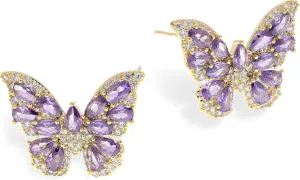 Sonateomber Butterfly Rhinestone Stud Earrings for Women,Dainty Cute CZ Crystal Earings Prom Wedding Holiday Fashion Jewelry Gift