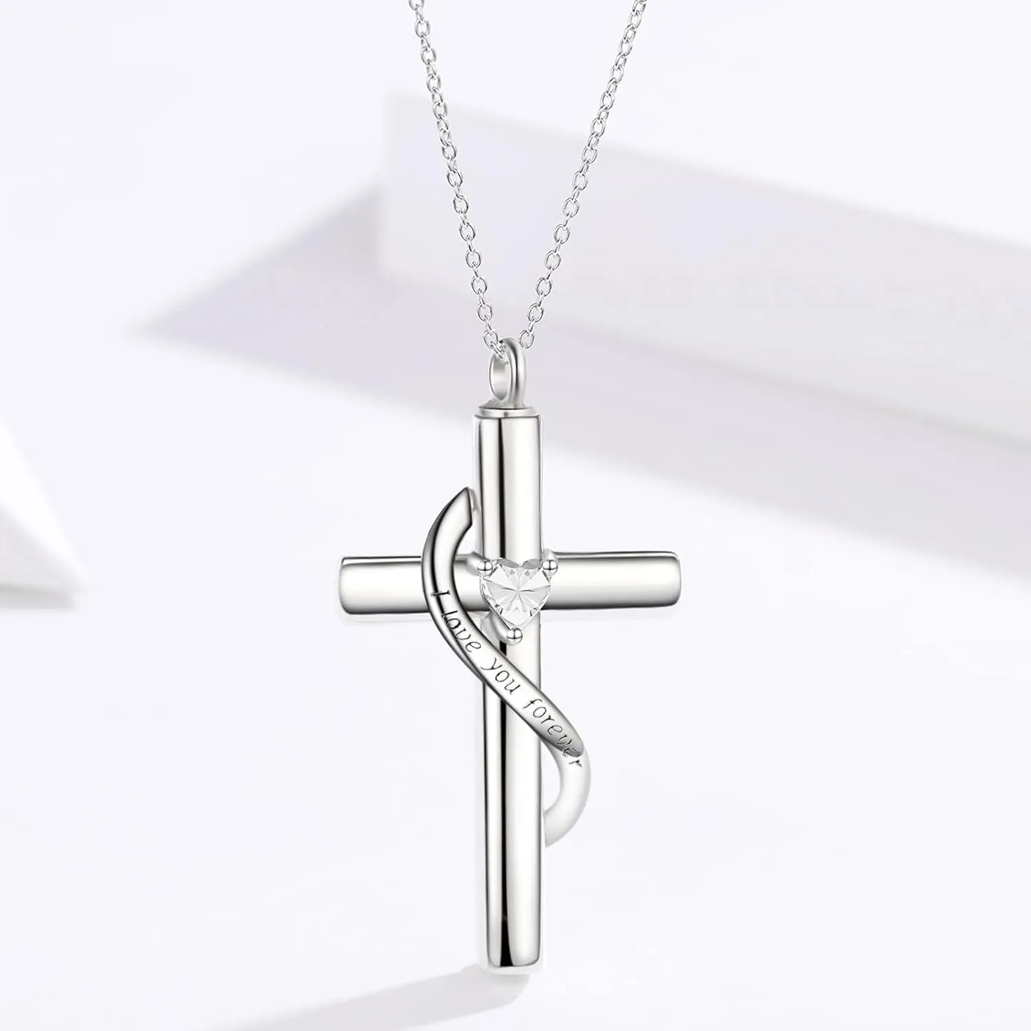 SOULMEET Personalize Solid 10k 14k 18k Real Gold Birthstone Cross Locket for Ashes, Simulated Gemstone Cross Urn Necklaces with Gold Chain Keepsake Cremation Jewelry