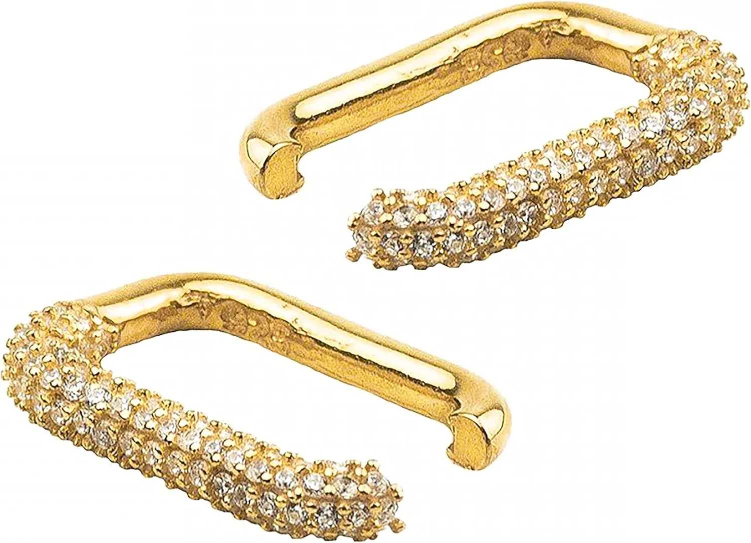Square Ear Cuff Earrings with Pave Cz for Women - Conch Ear Wrap - 925 sterling silver 18k Gold Plated