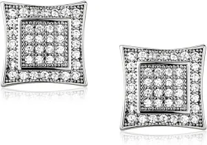 Square Earring Studs for Women 18K Gold Plated Iced out Screw Back Hypoallergenic Earrings for Men Cubic Zirconia Earrings Studs
