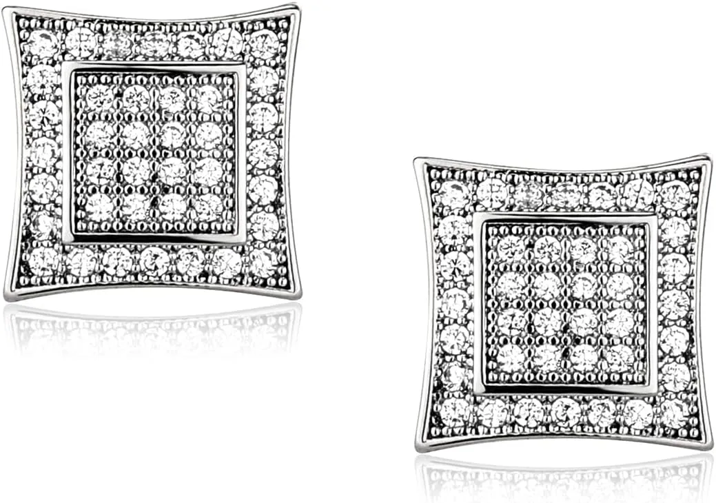Square Earring Studs for Women 18K Gold Plated Iced out Screw Back Hypoallergenic Earrings for Men Cubic Zirconia Earrings Studs