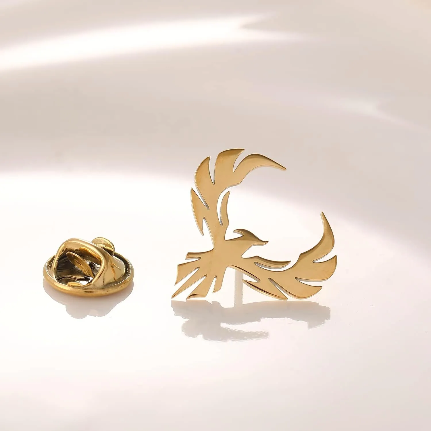 Stainless Steel Delicate Hollow Phoenix Lapel Pin For Men Phoenix Wings Tattoo Men Buckle Brooch