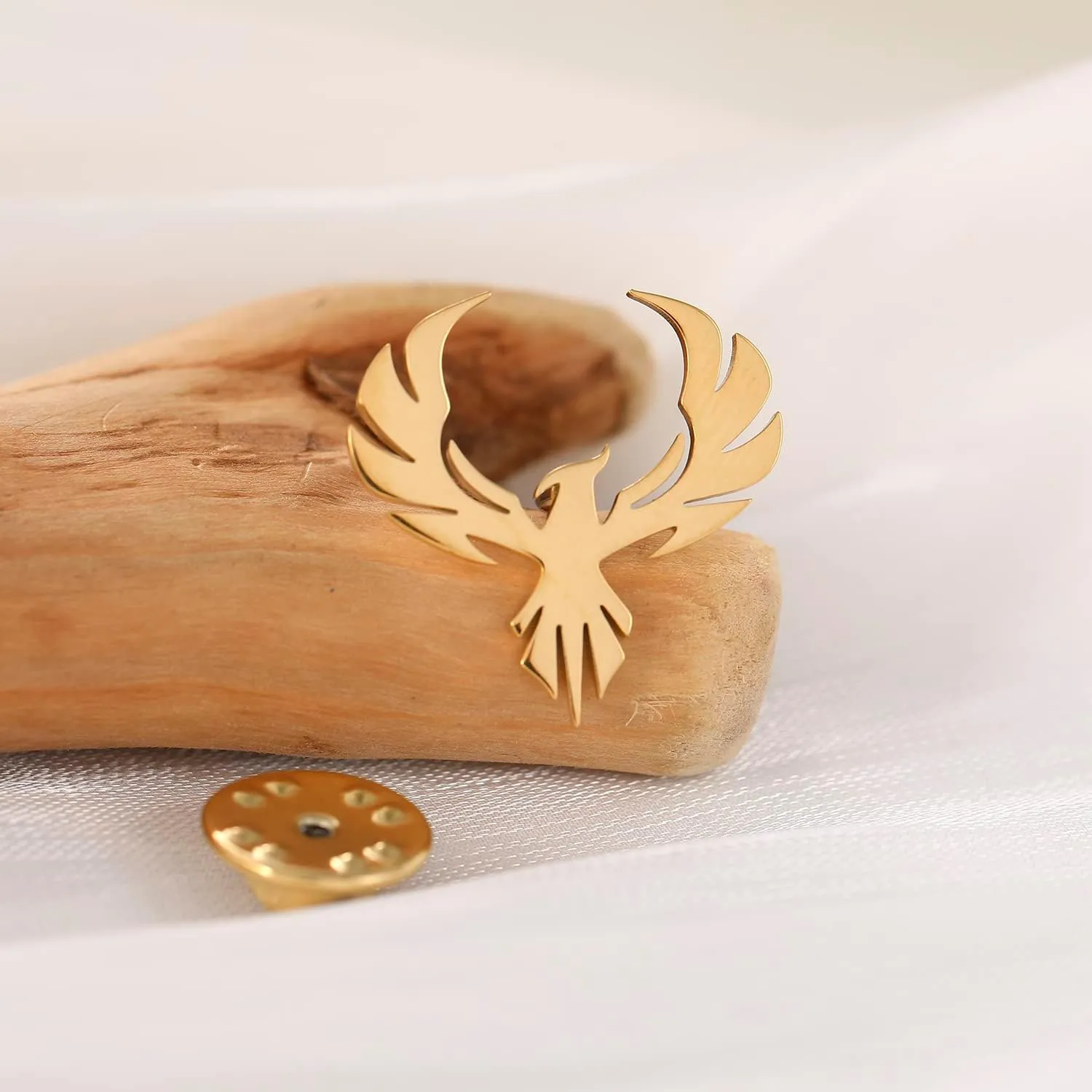 Stainless Steel Delicate Hollow Phoenix Lapel Pin For Men Phoenix Wings Tattoo Men Buckle Brooch