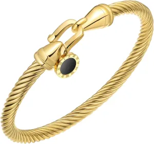 Stainless Steel Twisted Cable Wire Bracelets with Hook Adjustable Cuff Bangle Bracelet Vintage Jewelry Gift for Women
