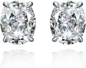Sterling Silver 3-10 Carat Lab Simulation Diamond Stud Earrings for Women, 5A Cubic Zirconia Solitaire Earrings Hypoallergenic Sparking Jewelry Gifts for Her Birthday Christmas