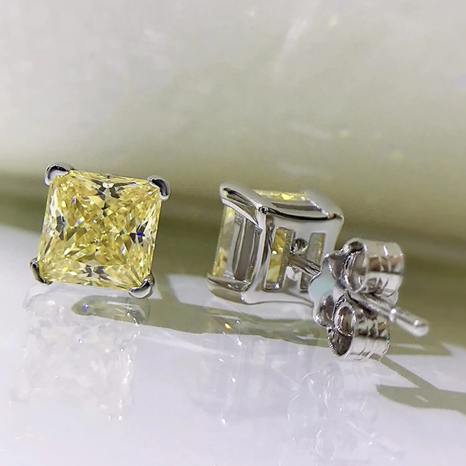 Sterling Silver 3-10 Carat Lab Simulation Diamond Stud Earrings for Women, 5A Cubic Zirconia Solitaire Earrings Hypoallergenic Sparking Jewelry Gifts for Her Birthday Christmas