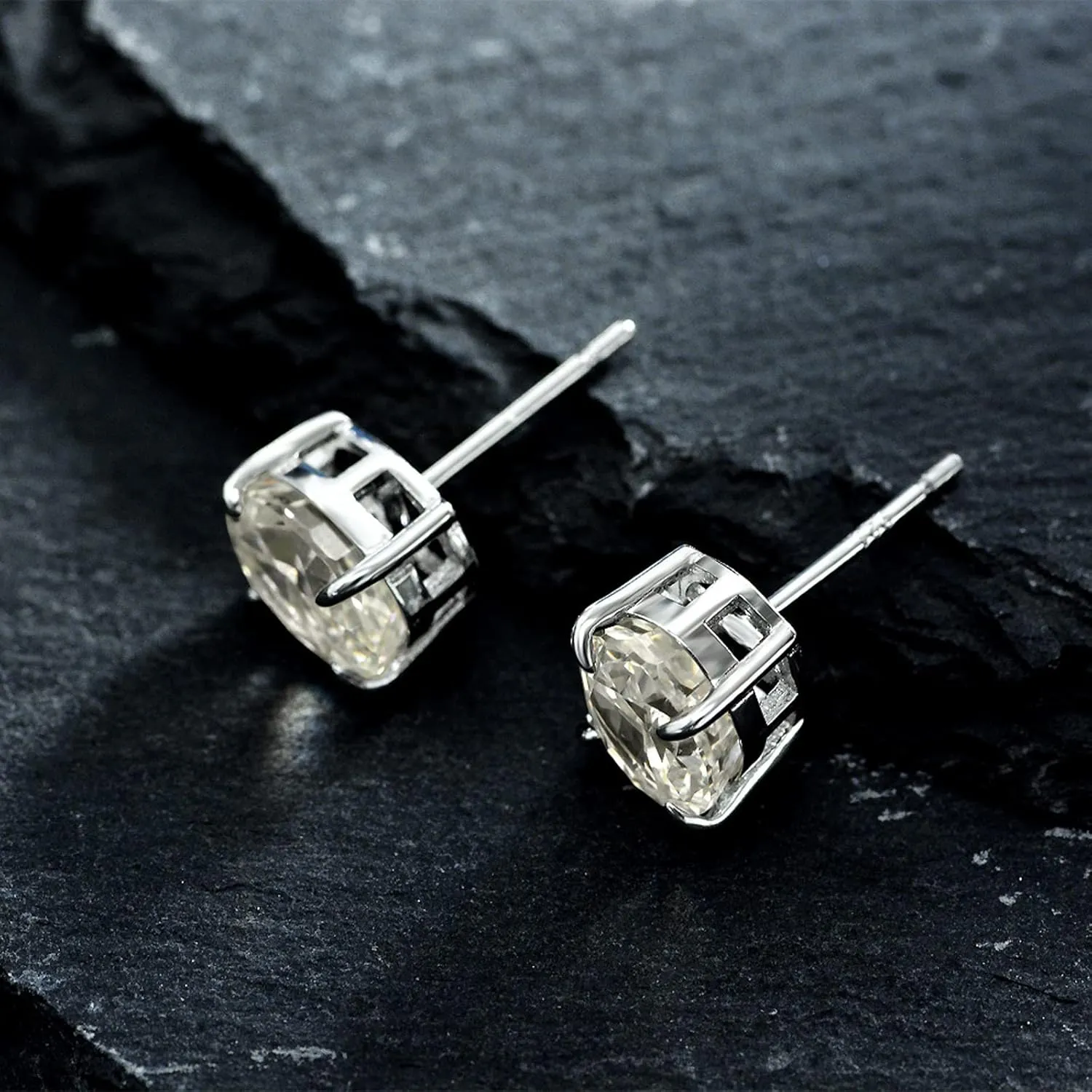 Sterling Silver 3-10 Carat Lab Simulation Diamond Stud Earrings for Women, 5A Cubic Zirconia Solitaire Earrings Hypoallergenic Sparking Jewelry Gifts for Her Birthday Christmas