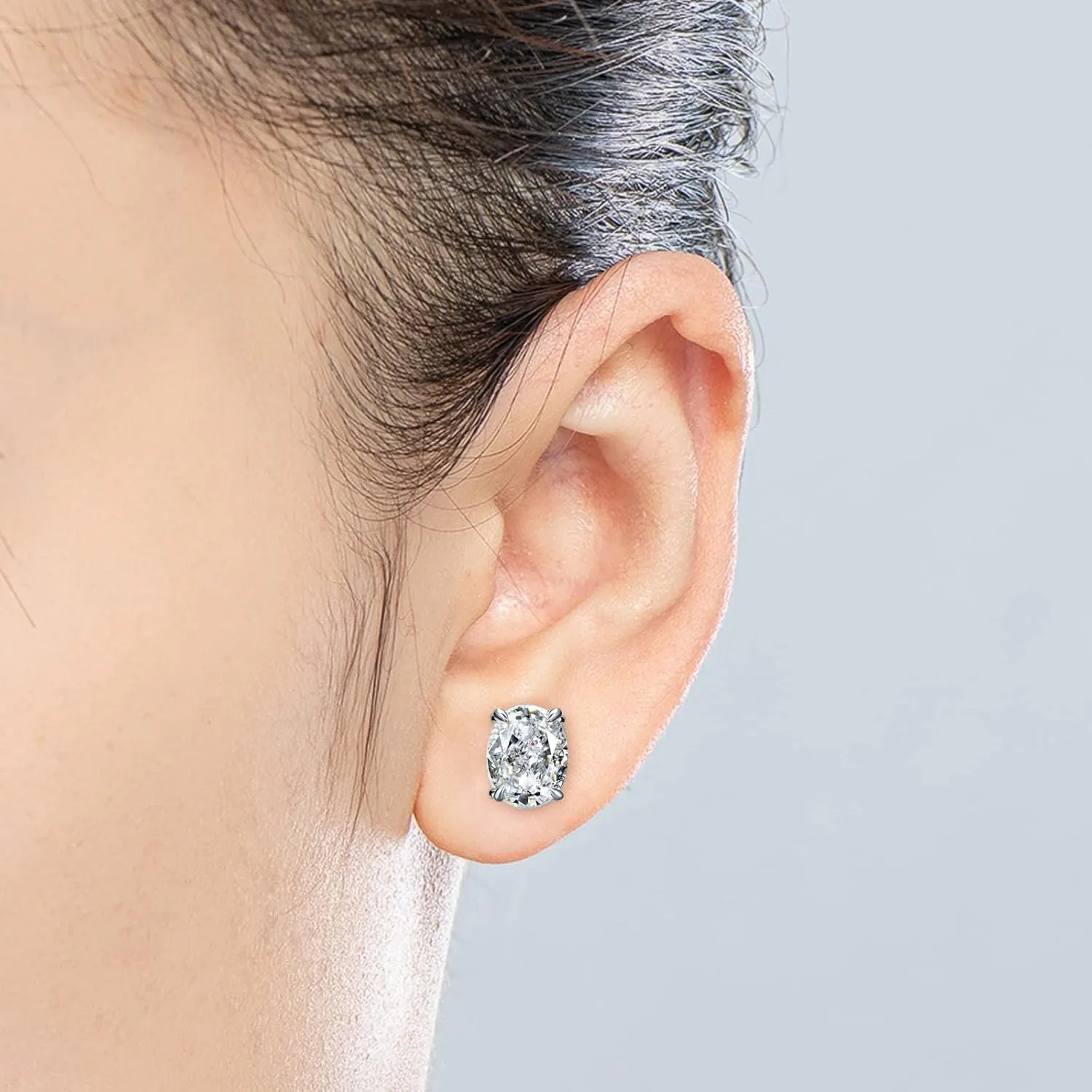 Sterling Silver 3-10 Carat Lab Simulation Diamond Stud Earrings for Women, 5A Cubic Zirconia Solitaire Earrings Hypoallergenic Sparking Jewelry Gifts for Her Birthday Christmas