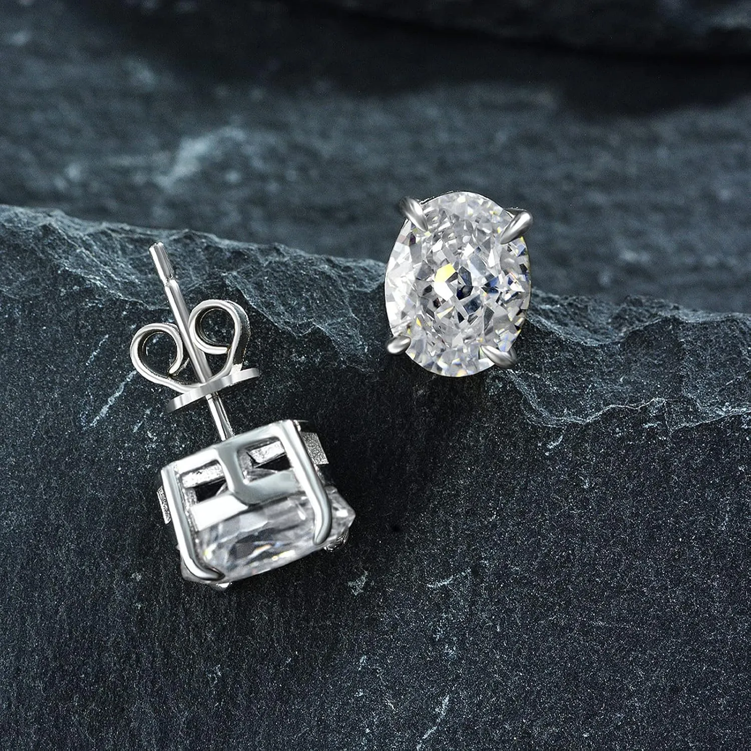 Sterling Silver 3-10 Carat Lab Simulation Diamond Stud Earrings for Women, 5A Cubic Zirconia Solitaire Earrings Hypoallergenic Sparking Jewelry Gifts for Her Birthday Christmas