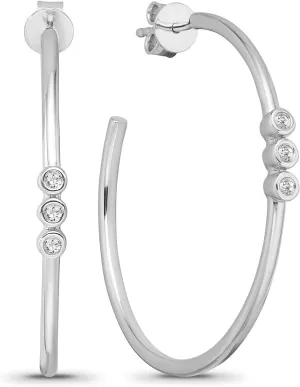 Sterling Silver Diamond Fashion Hoop Earrings (1/20 cttw, I-J Color, I2-I3 Clarity)