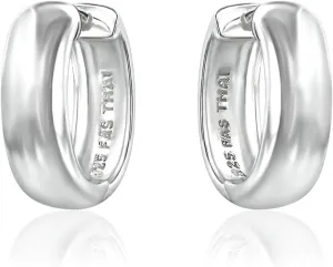 Sterling Silver Ear Cuff Hinged Huggie Hoop Earrings for Women, 16mm Diameter